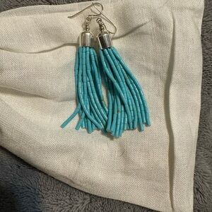 Sterling silver turquoise tassel earrings